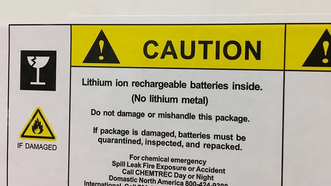 Caution lithium ion battery label