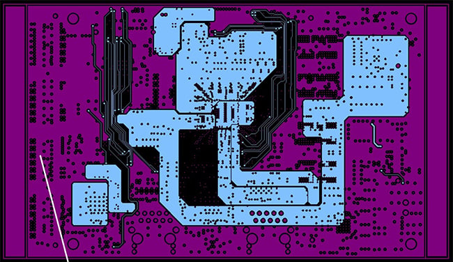 PCB with copper poured to reduce bow and twist