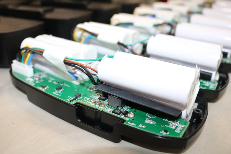 Custom battery pack designed with space in the enclosure to help dissipate heat