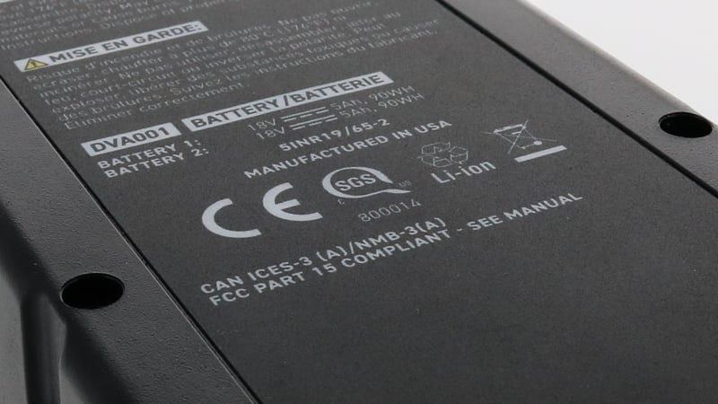 Battery pack with certification markings on the enclosure