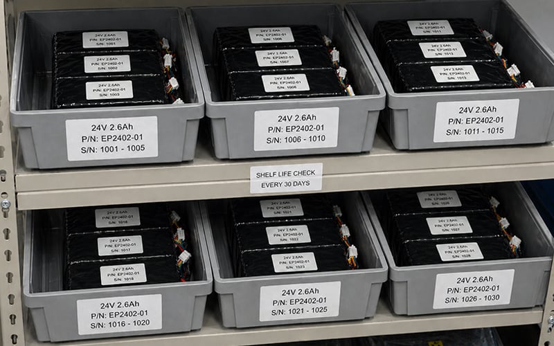 Battery packs in storage