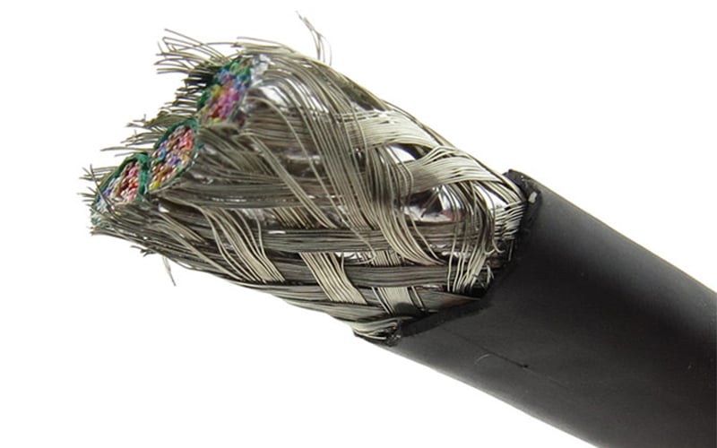 Braided shield with multiconductor cable