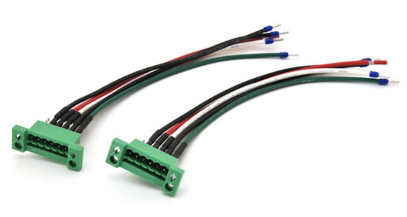 Cable assembly with black, red, white, green, single conductor wires
