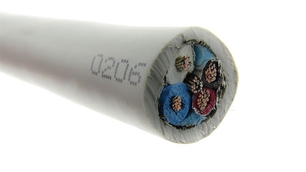Example of a cable showing internal conductors
