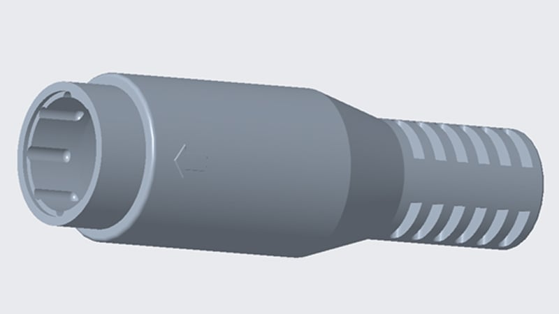 CAD model of overmold