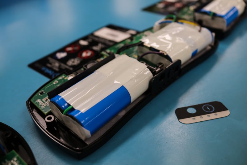 Custom lithium-ion battery pack during assembly