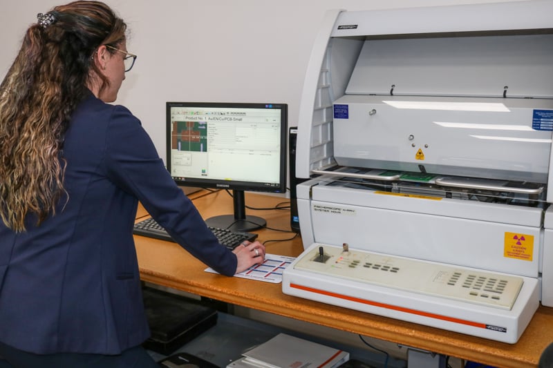 X-ray machine measuring materials used in PCBs.