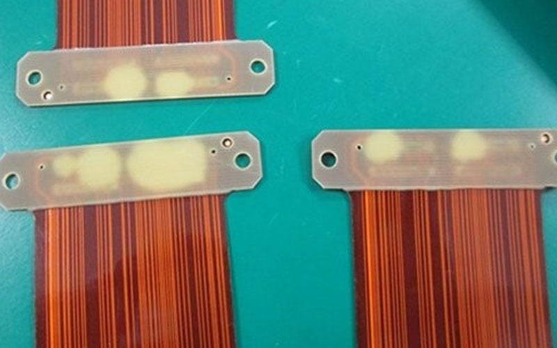 Flex circuit with stiffener delamination