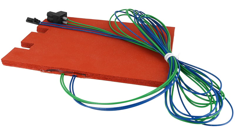 Example of a silicone flexible heater with multiple input lines.