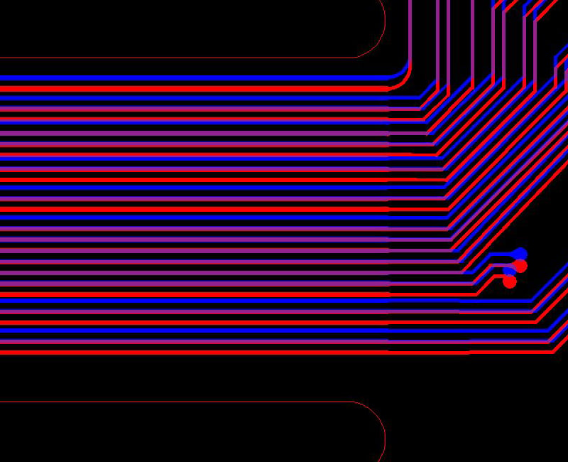 Flexible circuit designed with staggered traces