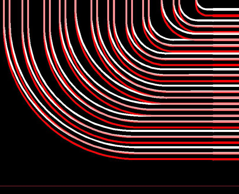 Flexible circuit showing bend radius trace angles