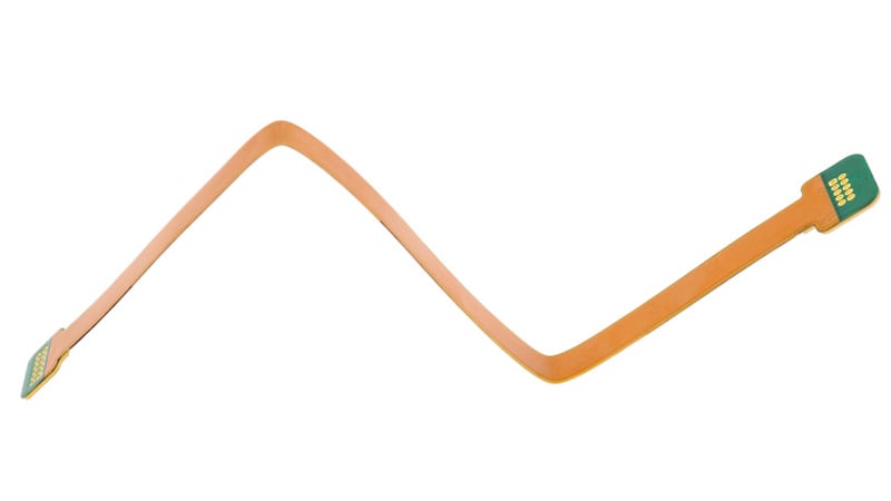 A flexible PCB with stiffeners that are only placed in necessary locations far away from bend areas