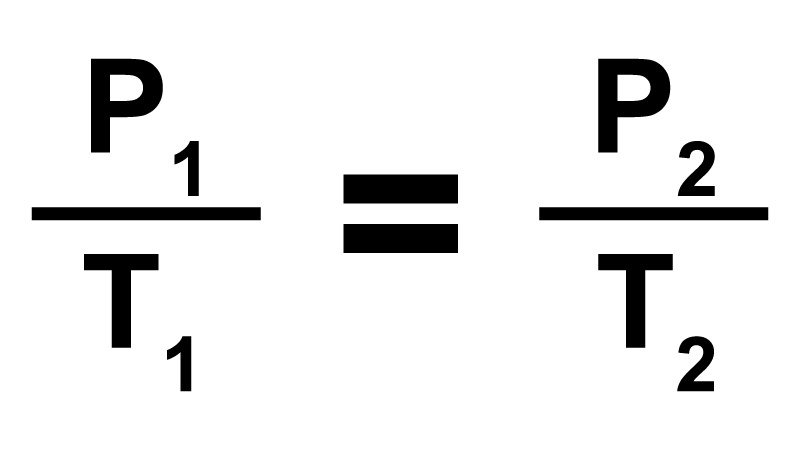 Ideal gas relationship of pressure versus temperature with constant volume