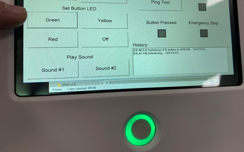 HMI test procedure to indicate green LED button is working.