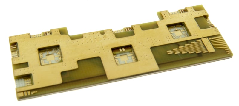 Example of a complex RF hybrid PCB designed with cavities.