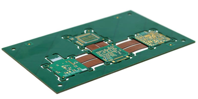 Integrated rigid circuit board sections and flexible circuitry design