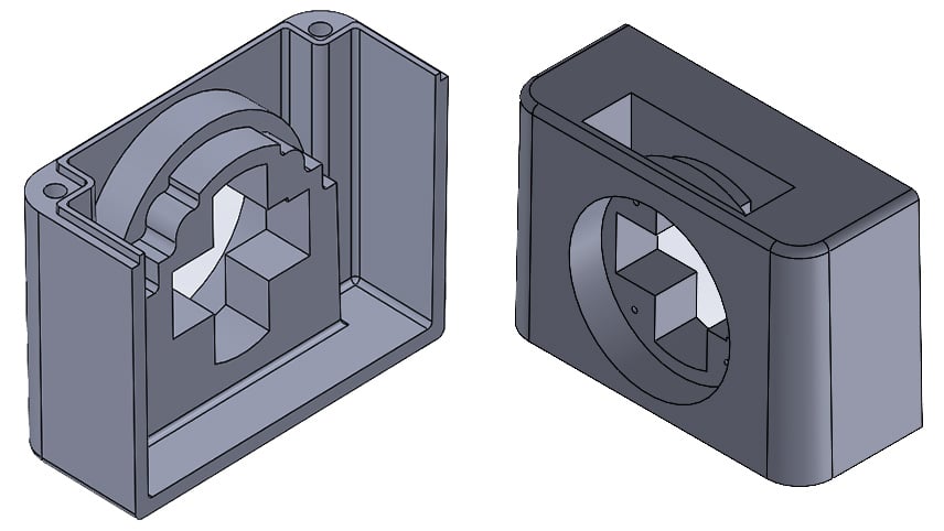 An example of a large boss that is hollowed out to achieve moldability