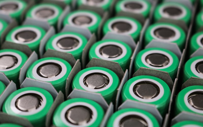 Lithium-ion battery cells stored in climate-controlled room