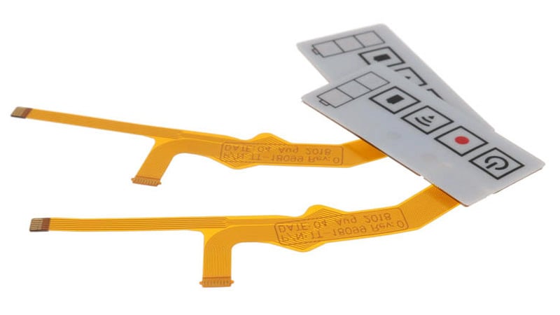 Membrane switch with color matched red symbol