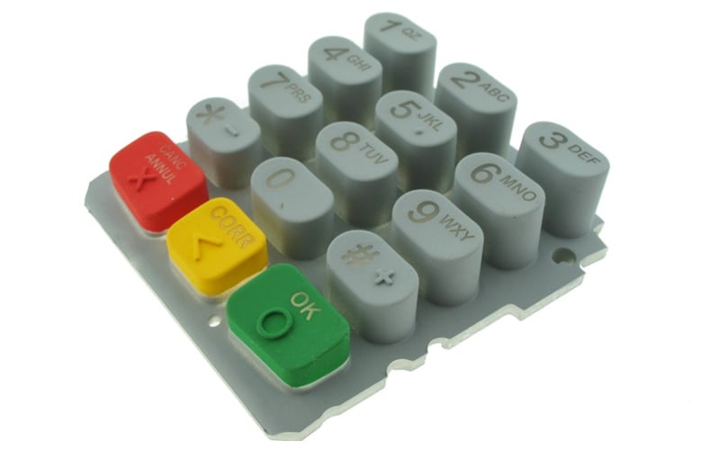 Multicolored compression molded keypad