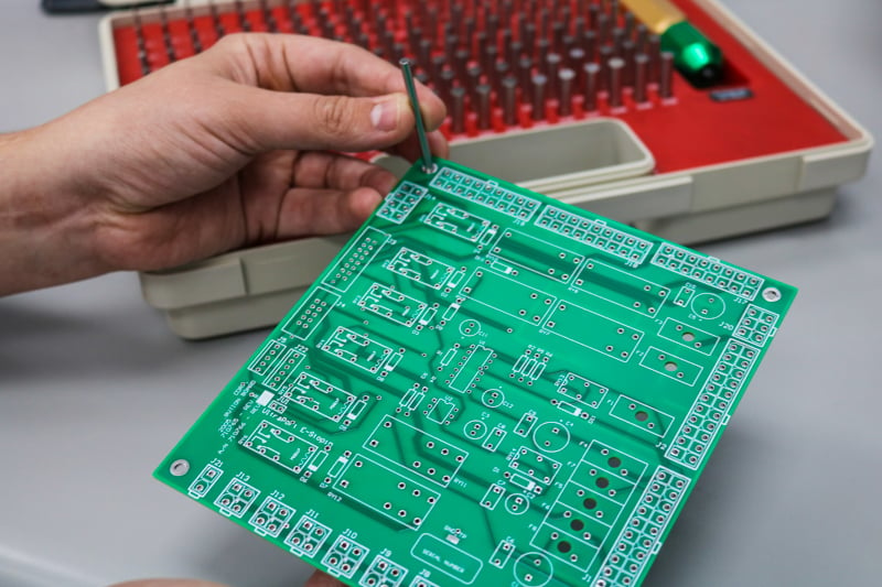 PCB inspected for finished drill hole sizes