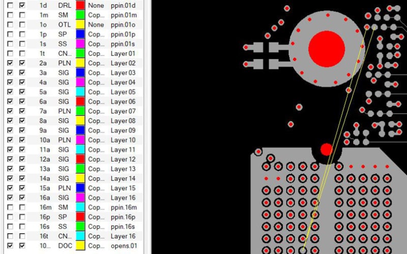 PCB Netlist Showing Open and Missing Drill