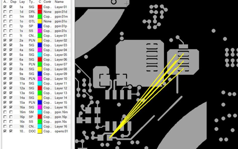 PCB Netlist showing open traces