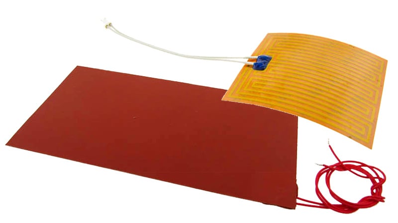 Example of a polyimide flexible heater and silicone rubber heater