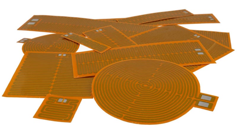Various polyimide flexible heaters in a variety of shapes and sizes
