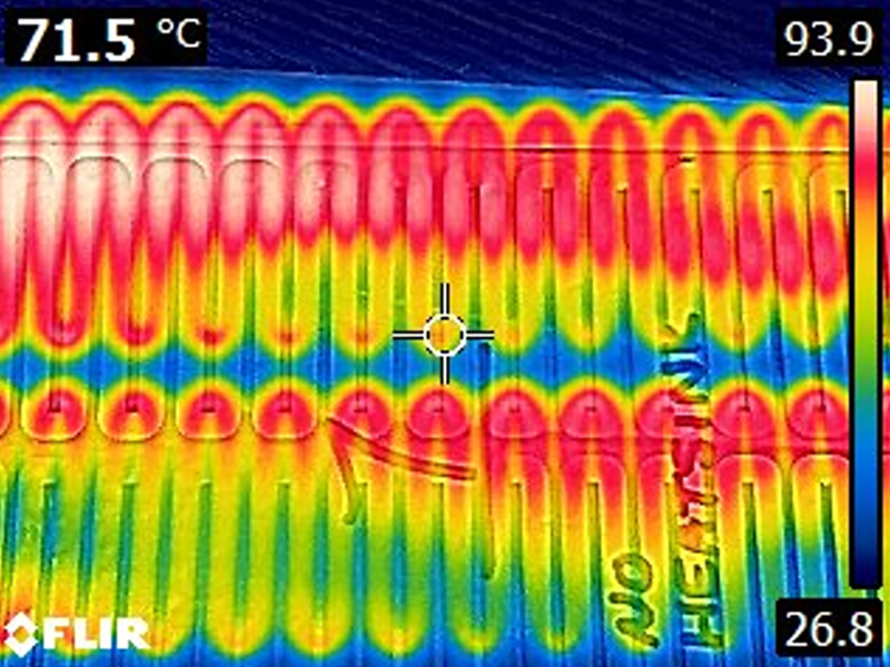 Polyimide heater showing localized hotspots