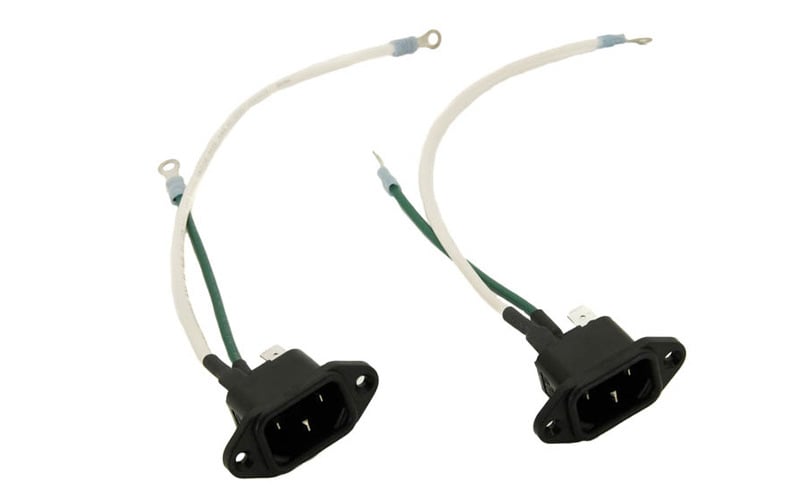 Power inlet cable assembly with pre-attached wiring