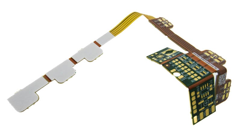 Rigid-flex PCB with pressure sensitive adhesive