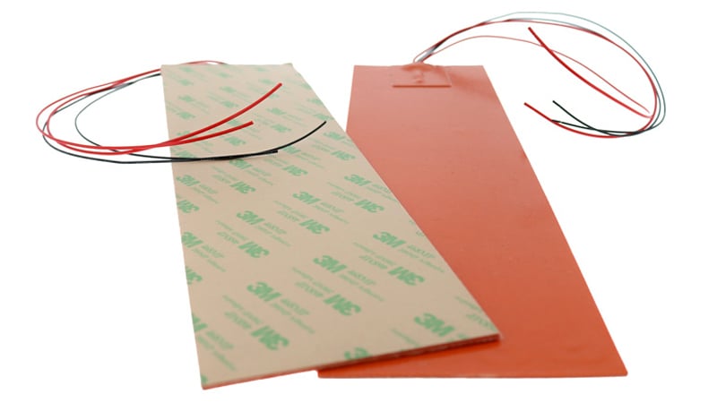 Front and back side view of a silicone rubber flexible heater