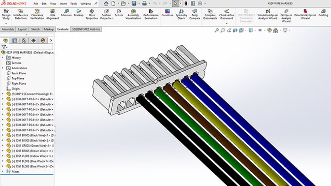 CAD showing isometric view of wire harness