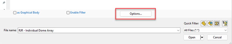 SolidWorks options button