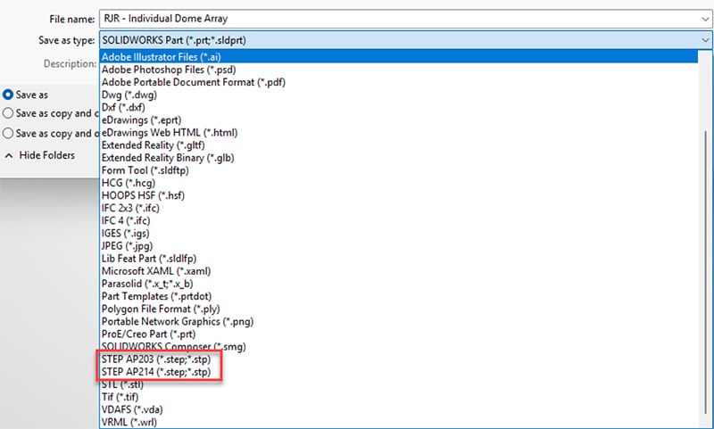 SolidWorks save as