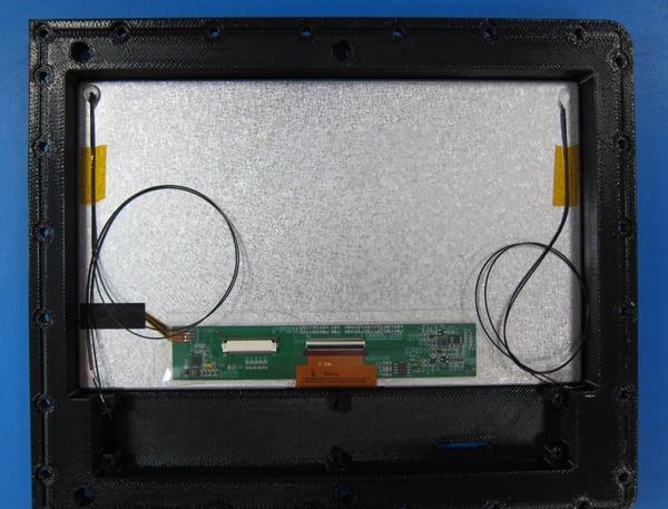 Example of thermistors epoxied to rear LCD panel