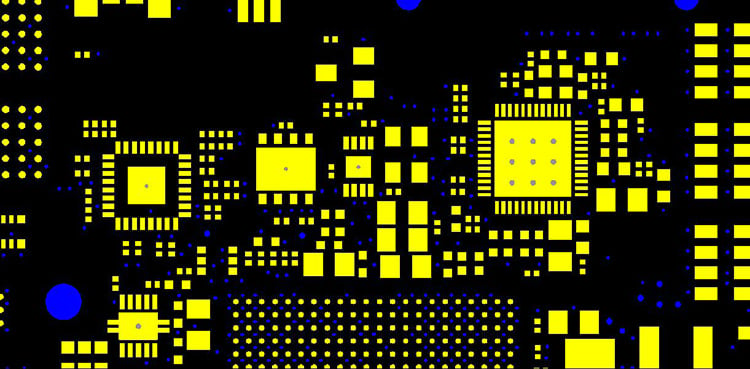 Example of vias within a printed circuit board design.