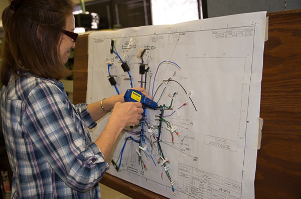 Complex Cable Assembly Harness Being Assembled