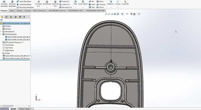 Example of failing features caused by trying to update the part