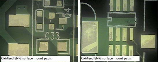 Heavily Oxidized PCB with ENIG Surface Finish