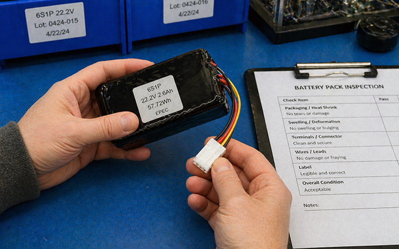 Battery pack during inspection