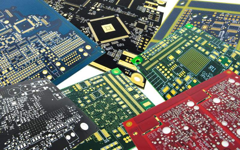 Example of printed circuit boards with various solder mask colors.