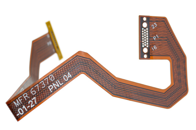 Example of a flex circuit creased after being bent