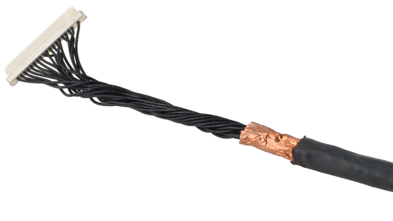 Example of a cable assembly with floating shield.