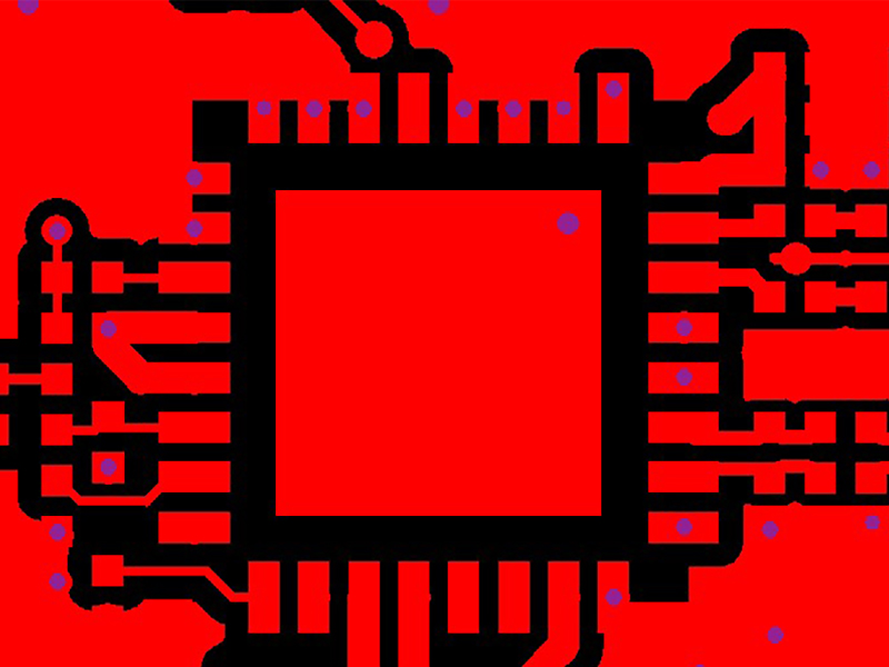 PCB DFM showing via-in-pad
