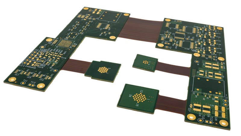 Rigid-flex PCB design with complex configurations