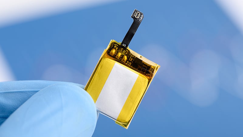 Small rechargeable lithium Li-ion battery for wearable device